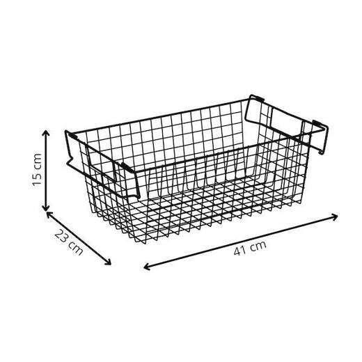 Kosz metalowy do przechowywania 41x17x15 cm prostokątny czarny