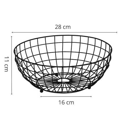 Kosz na owoce, koszyk metalowy 28x11 cm czarny