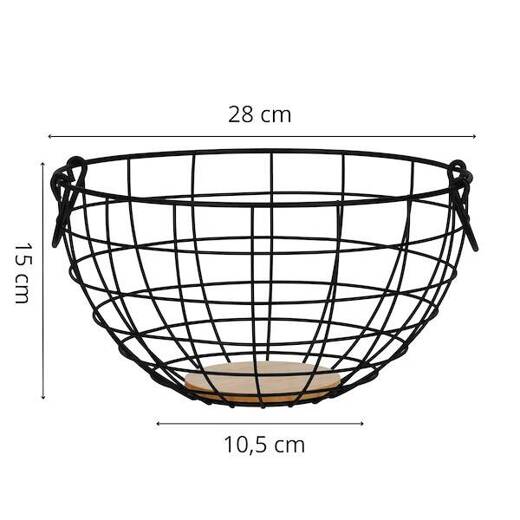 Kosz na owoce metalowy koszyk 28x15 cm okrągła miska patera czarna