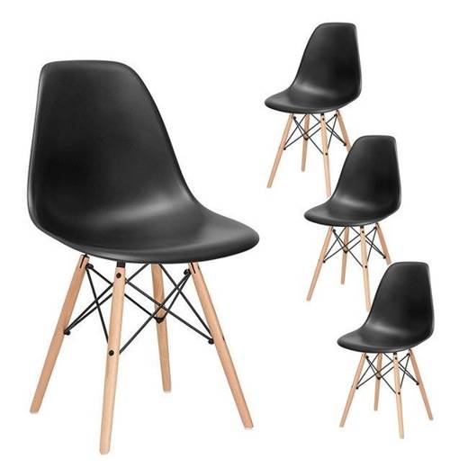 Krzesła do jadalni nowoczesne DSW Milano krzesło do kuchni, salonu czarne zestaw 4 szt.