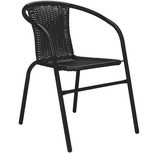 Krzesła ogrodowe 2 szt. na taras metalowe czarne zestaw 