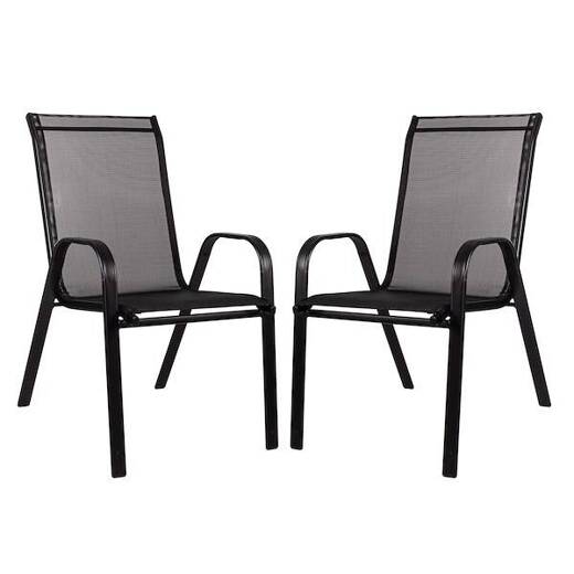 Krzesła ogrodowe 2 szt. stalowe na taras czarne zestaw