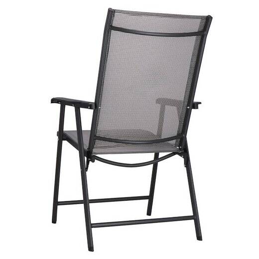 Krzesła ogrodowe, metalowe na balkon, zestaw 2 krzeseł na taras składane czarno-szare