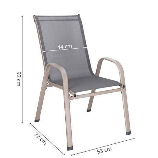 Krzesła ogrodowe, metalowe na balkon, zestaw 4 krzeseł na taras szare