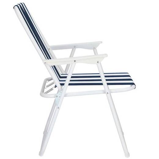 Krzesła turystyczne 2 szt. składane na plażę i do ogrodu niebieskie pasy