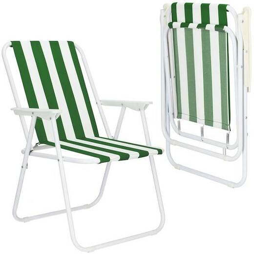 Krzesła turystyczne składane 2 szt. na plażę i do ogrodu zielone pasy