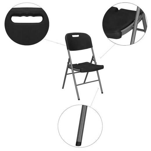 Krzesło cateringowe składane, krzesełko bankietowe, turystyczne do ogrodu czarny