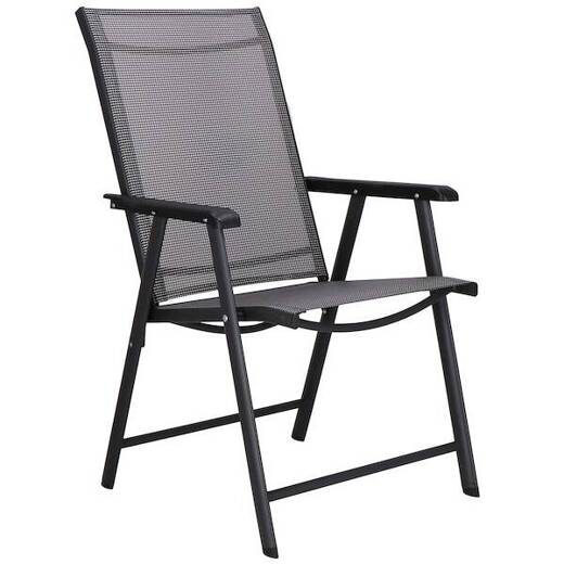 Krzesło ogrodowe, metalowe na balkon, taras składane czarno-szare
