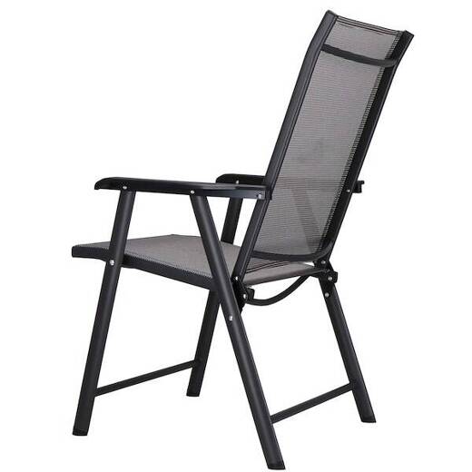 Krzesło ogrodowe, metalowe na balkon, taras składane czarno-szare