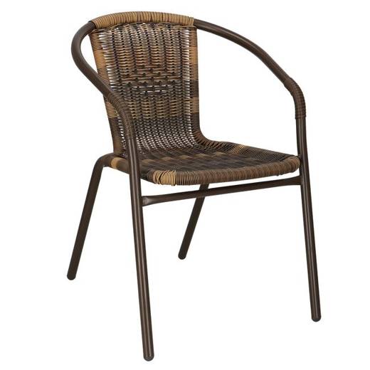 Krzesło ogrodowe plecione brązowe na taras metalowe mix