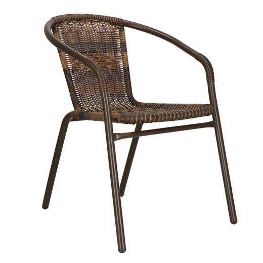 Krzesło ogrodowe, plecione na taras metalowe brąz mix