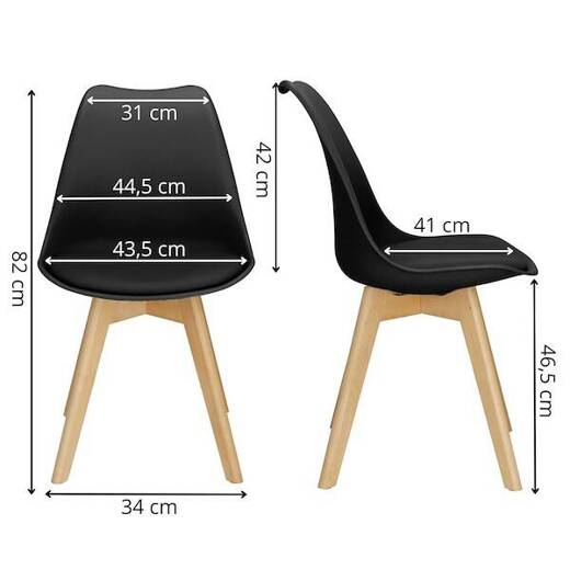 Krzesło skandynawskie 4 szt. krzesła do kuchni salonu jadalni Verde tapicerowana poduszka czarne