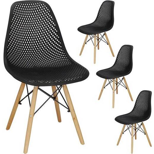 Krzesło skandynawskie 4 szt. krzesła do kuchni salonu jadalni dziurkowane czarne 