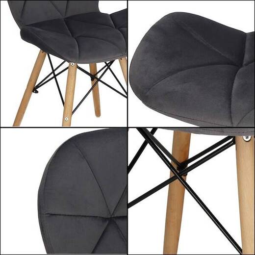 Krzesło skandynawskie Torino 4 szt. krzesła do kuchni salonu jadalni tapicerowana szare
