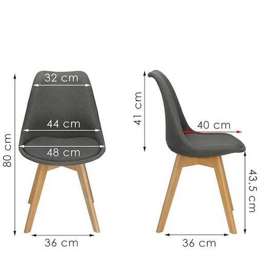 Krzesło skandynawskie do kuchni salonu jadalni Verde tapicerowana poduszka szare