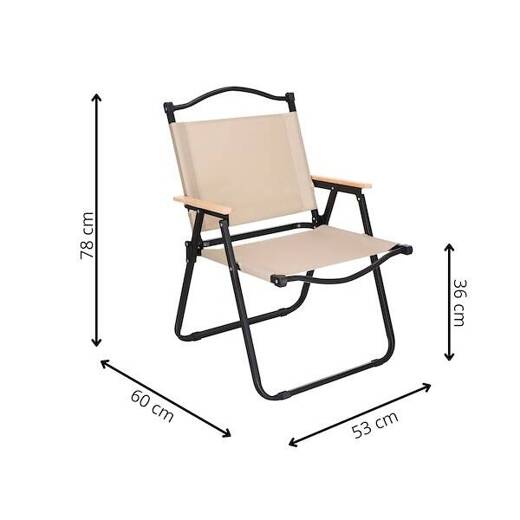 Krzesło turystyczne 2 szt. składane do ogrodu krzesła kempingowe wys. 78 cm metalowe beżowe