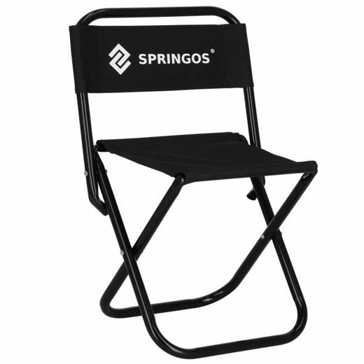 Krzesło turystyczne z oparciem, wędkarskie składane krzesełko na biwak czarne
