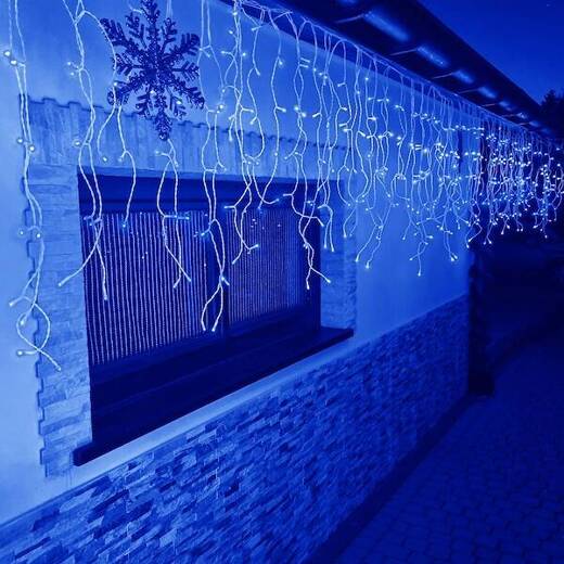 Kurtyna świetlna 1000 led girlanda, lampki wewnętrzno-zewnętrzne sople niebieski