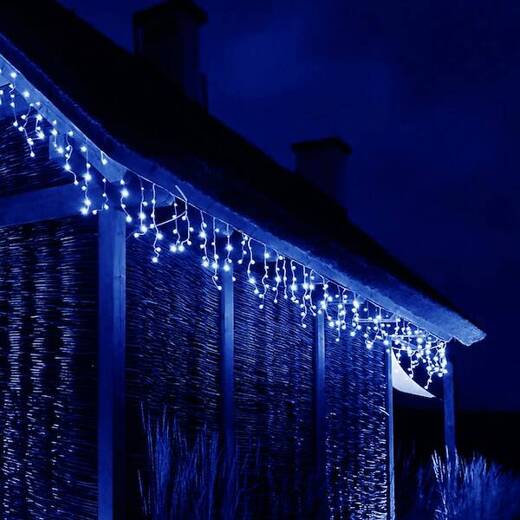 Kurtyna świetlna 300 led girlanda, lampki wewnętrzno-zewnętrzne sople niebieski