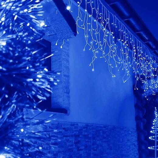 Kurtyna świetlna 300 led girlanda, lampki wewnętrzno-zewnętrzne sople niebieski