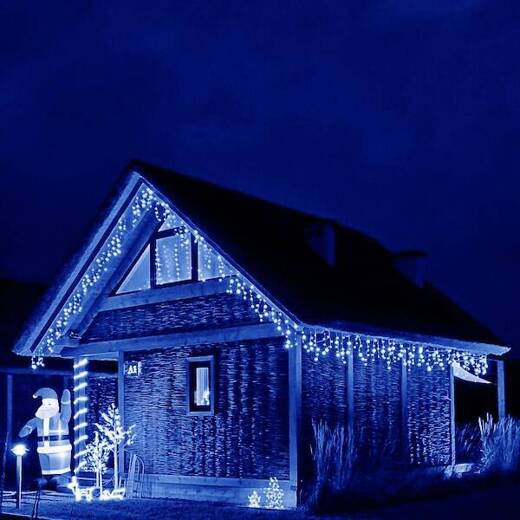 Kurtyna świetlna 500 led girlanda, lampki wewnętrzno-zewnętrzne sople niebieski