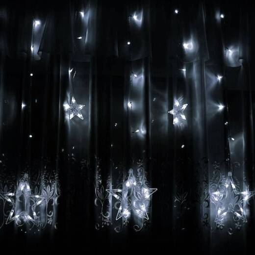 Kurtyna świetlna 92 led girlanda gwiazdki, lampki wewnętrzno-zewnętrzne sople zimny biały