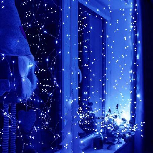 Kurtyna świetlna niebieski 300 Led lampki wewnętrzne z programatorem USB