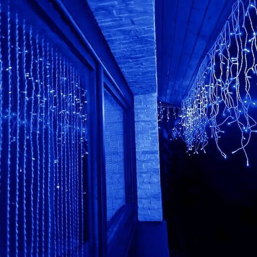 Kurtyna świetlna z pilotem 1000 led girlanda, lampki wewnętrzno-zewnętrzne sople niebieski