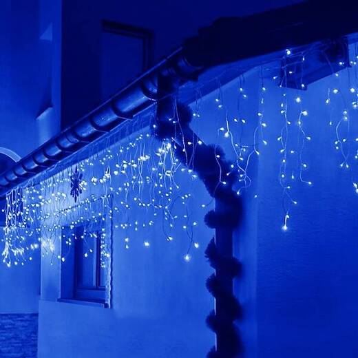 Kurtyna świetlna z pilotem 1500 led girlanda, lampki wewnętrzno-zewnętrzne sople niebieski