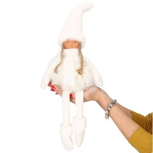 Laleczka 34 cm ozdoba świąteczna, figurka świąteczna, gnom biały
