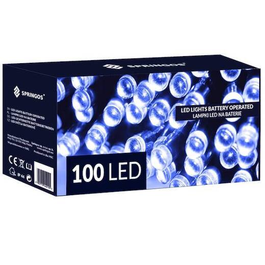 Lampki choinkowe 100 Led na baterie niebieskie z programatorem