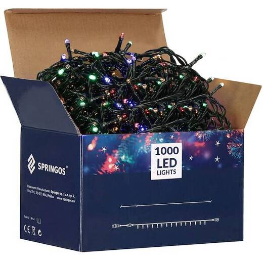 Lampki choinkowe 1000 Led multikolor oświetlenie świąteczne IP44