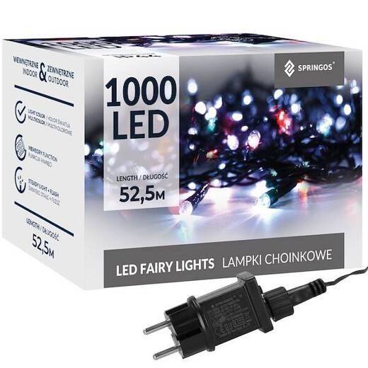 Lampki choinkowe 1000 led multikolor 50m oświetlenie świąteczne IP44