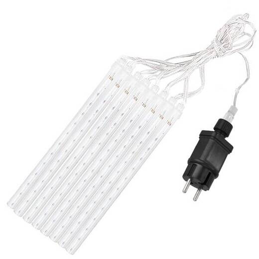 Lampki choinkowe 144 Led sople 8 szt. padający śnieg meteory zewnętrzne niebieski