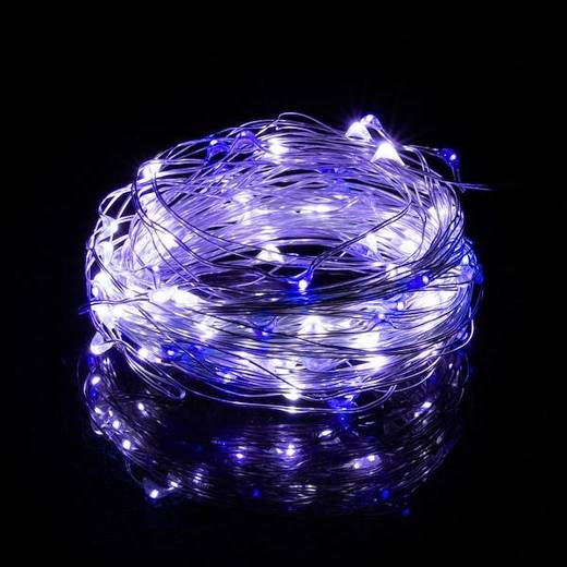 Lampki choinkowe 20 LED druciki mikro na baterie białe niebieskie