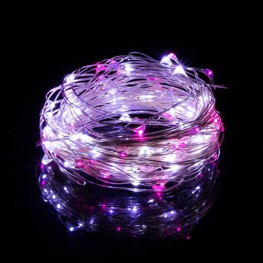 Lampki choinkowe 20 LED druciki mikro na baterie białe różowe