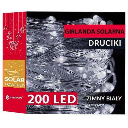 Lampki choinkowe 200 Led 22 m druciki zimny biały oświetlenie świąteczne solarne