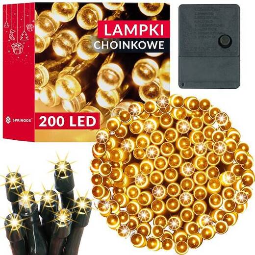 Lampki choinkowe 200 Led ciepły biały 15,5 m oświetlenie świąteczne