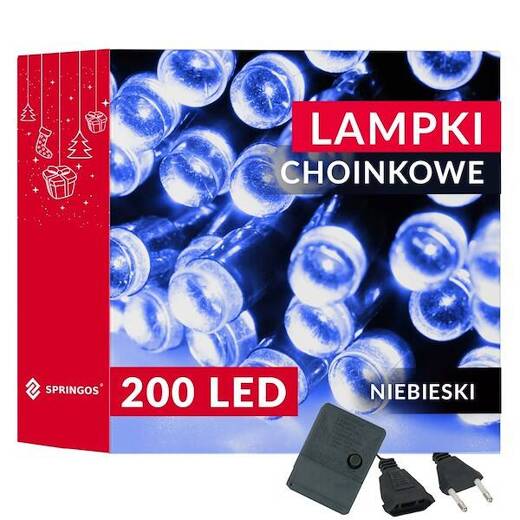 Lampki choinkowe 200 Led niebieski 15,5 m oświetlenie świąteczne