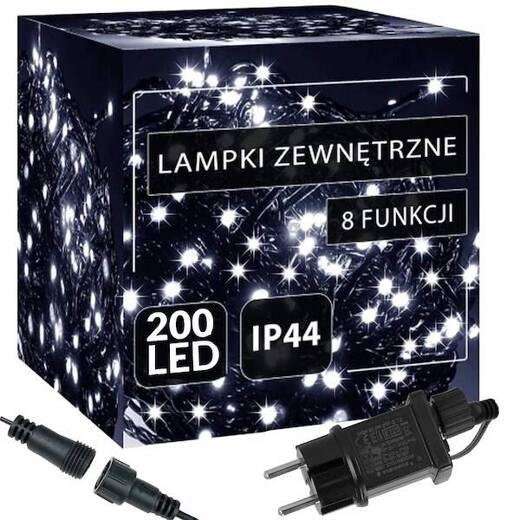 Lampki choinkowe 200 led biały zimny 12,5 m oświetlenie świąteczne IP44