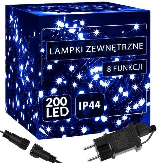 Lampki choinkowe 200 led niebieski 10m oświetlenie świąteczne IP44