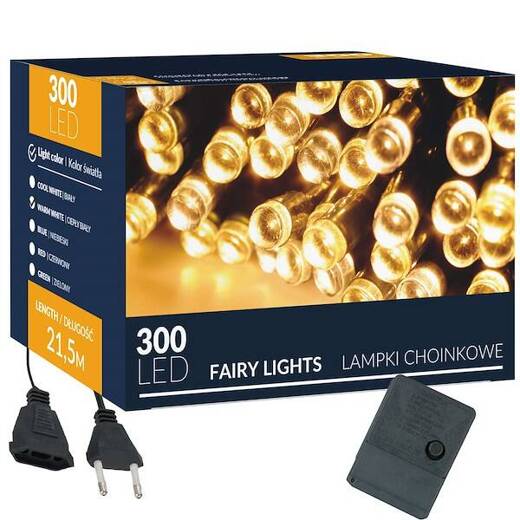 Lampki choinkowe 300 led ciepły biały 21,5 m oświetlenie świąteczne