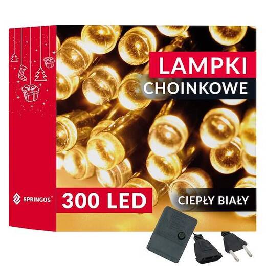 Lampki choinkowe 300 led ciepły biały 21,5 m oświetlenie świąteczne