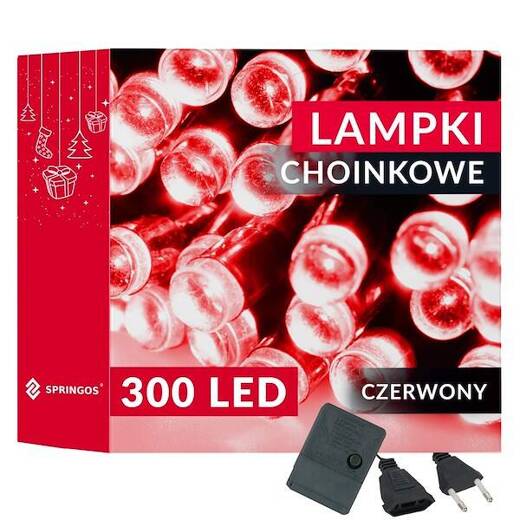 Lampki choinkowe 300 led czerwony 22,5 m oświetlenie świąteczne