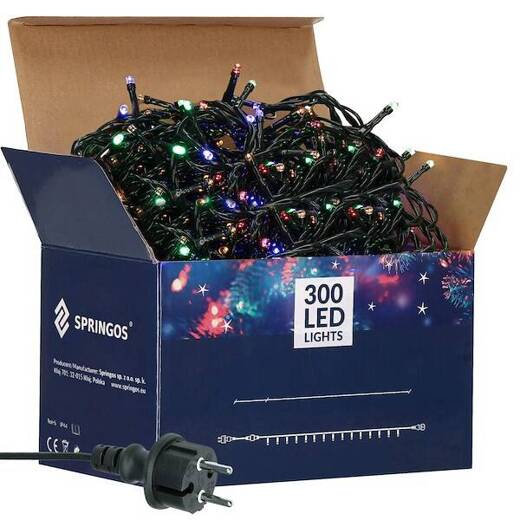 Lampki choinkowe 300 led multikolor 18m oświetlenie świąteczne IP44