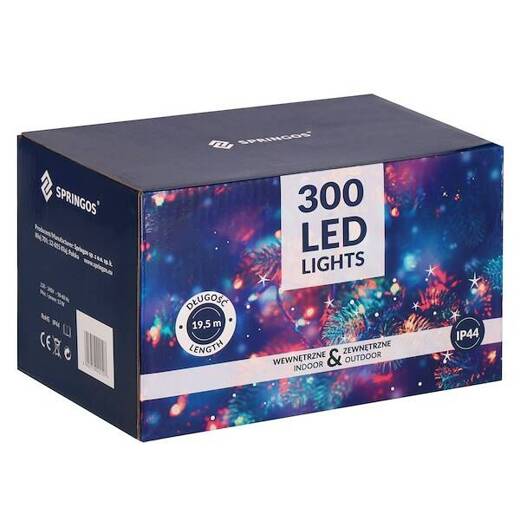 Lampki choinkowe 300 led multikolor 18m oświetlenie świąteczne IP44