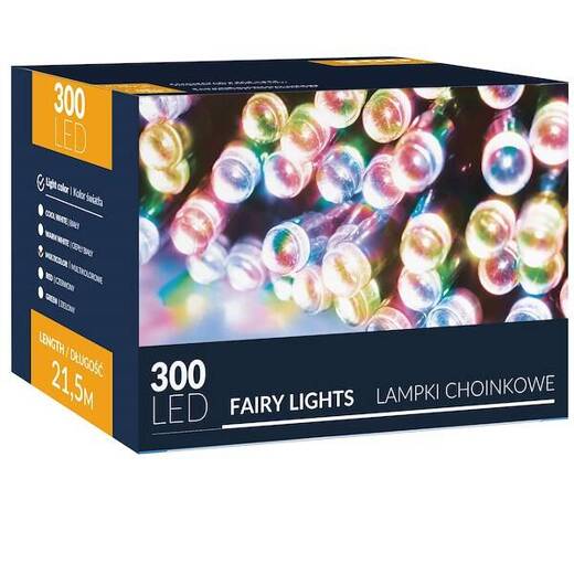 Lampki choinkowe 300 led multikolor 22,5 m oświetlenie świąteczne wewnętrzne