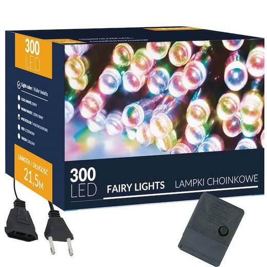 Lampki choinkowe 300 led multikolor 22,5 m oświetlenie świąteczne wewnętrzne