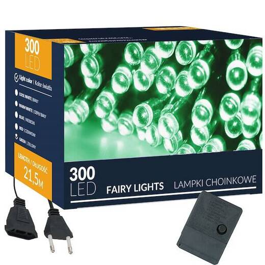 Lampki choinkowe 300 led zielone 22,5 m oświetlenie świąteczne