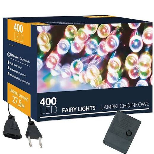 Lampki choinkowe 400 led multikolor 27,5 m oświetlenie świąteczne